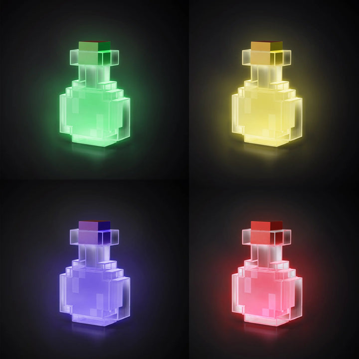 Ervaar de diversiteit van Minecraft met onze Potion Tafellamp. Verlicht je kamer met alle kleuren van de betovering, geïnspireerd door de verschillende potions in het spel. Een kleurrijk en magisch schouwspel voor elke Minecraft-liefhebber.