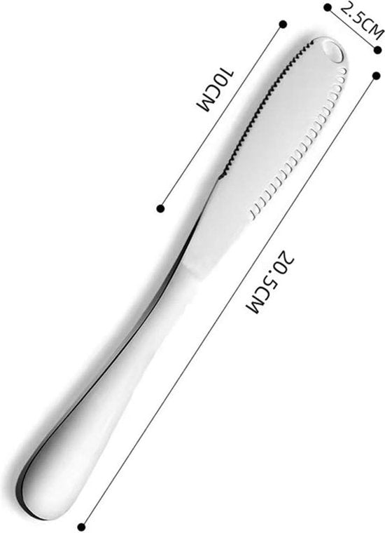 Close-up van het roestvrijstalen lemmet van de 3 in 1 Botermes.