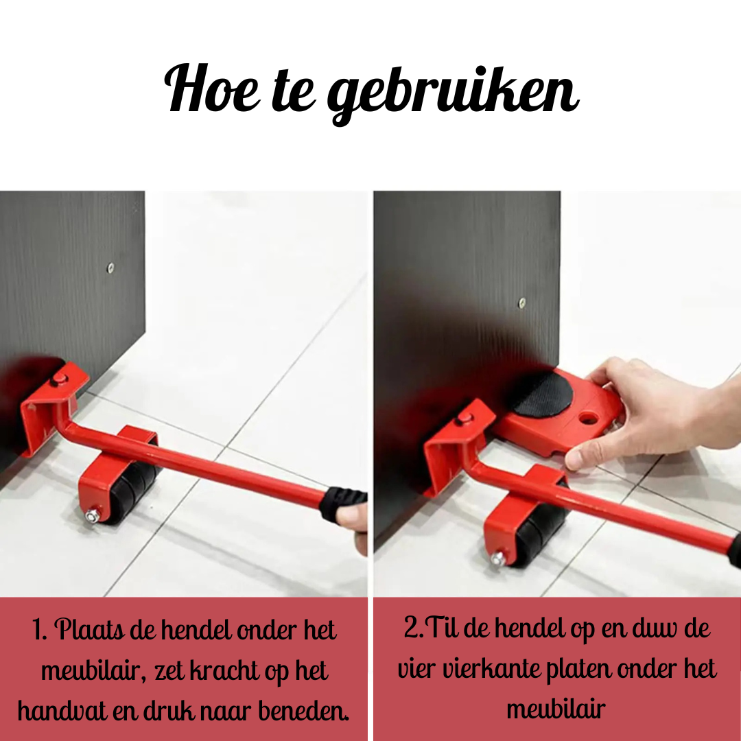 Afbeelding van de meubeltransportlift met zware meubels: "Gemakkelijk verplaatsen van grote en zware meubels