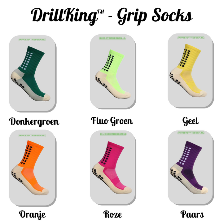 DrillKing™ Grip Sokken collectie: een assortiment van levendige kleuren voor elke sporter"