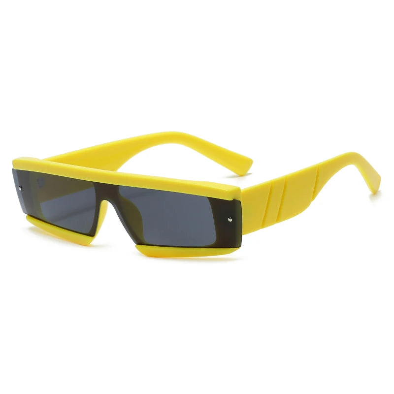 Vrolijke vierkante zonnebril in zonnig geel design
