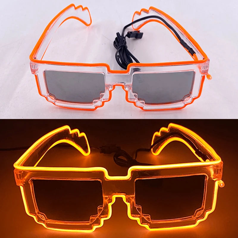 Vrolijke Oranje Minecraft LED Neon Festival Bril
