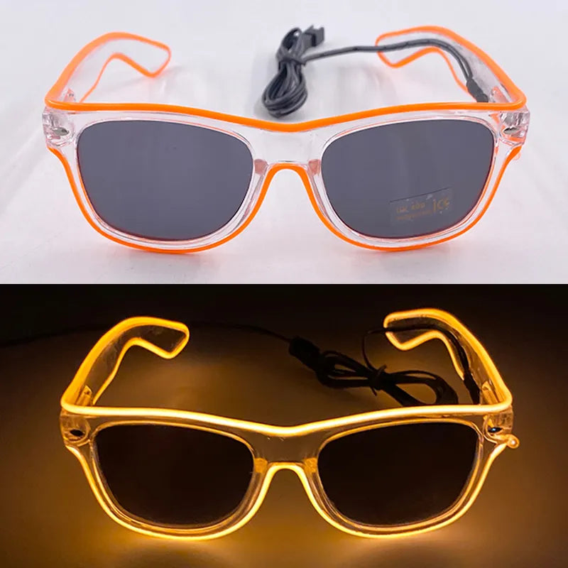 Vurige Oranje Vierkante LED Neon Festival Bril