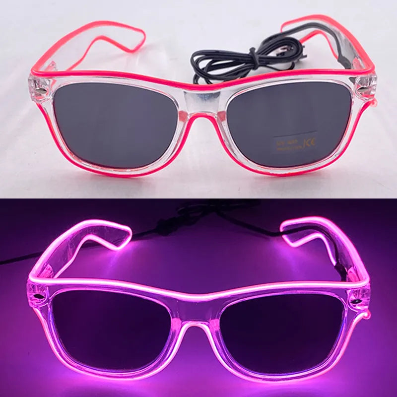 Glamoureuze Roze Vierkante LED Neon Festival Bril