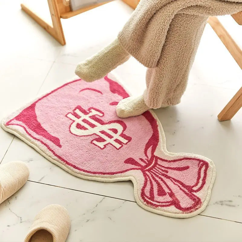 Roze Zak met Geld Deurmat - Zachte Textuur voor Jouw Badkamer