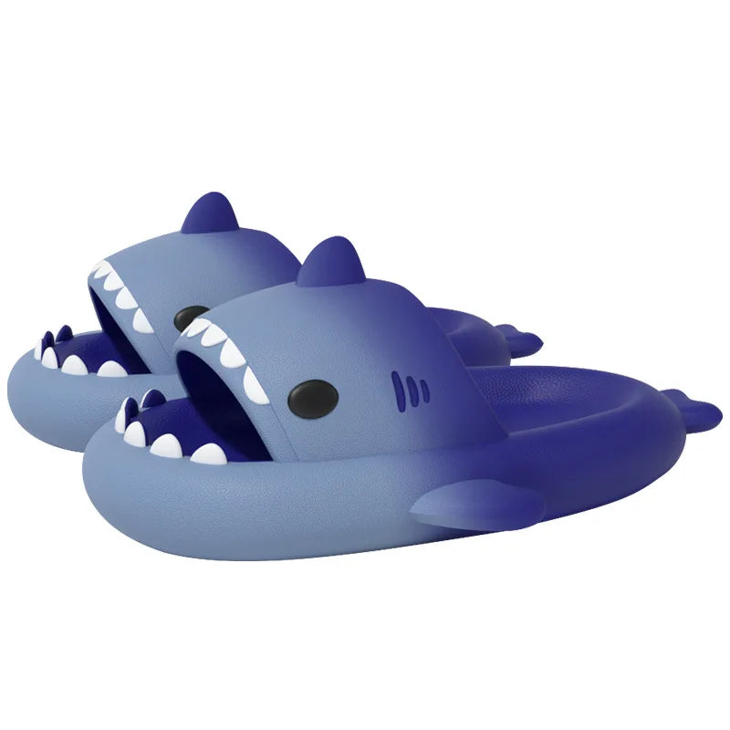 Maak een statement met Sharky's™ 2.0 - Haaien Slippers in een gedurfde grijsblauw en donkerblauw mix.