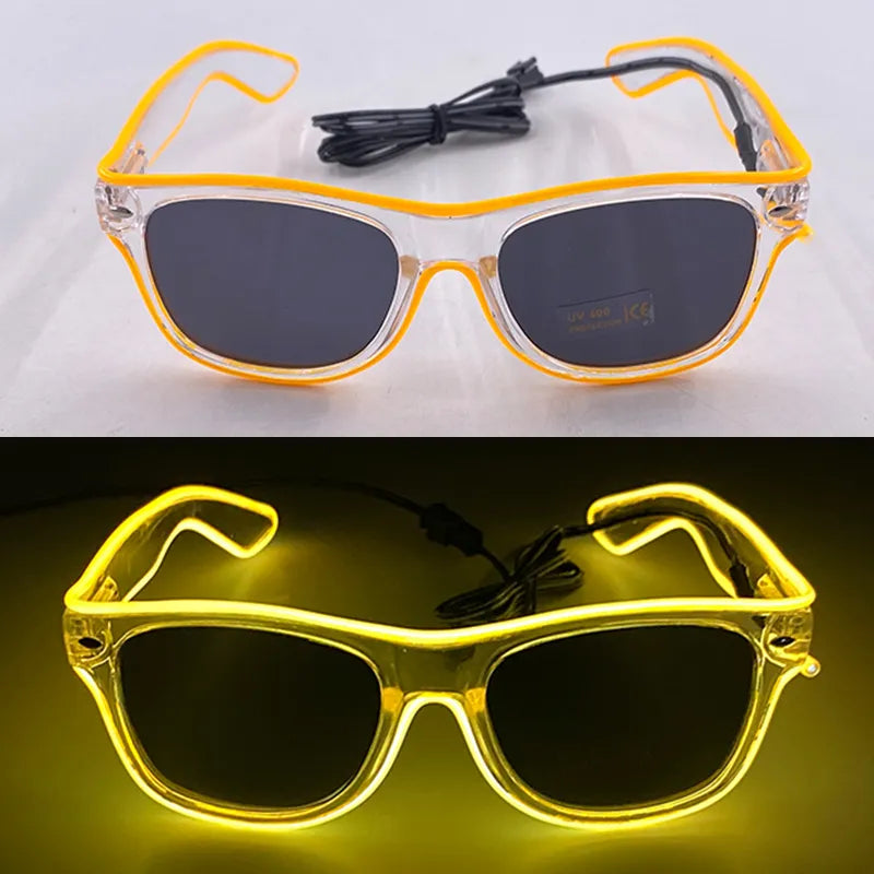 Zonnige Gele Vierkante LED Neon Festival Bril