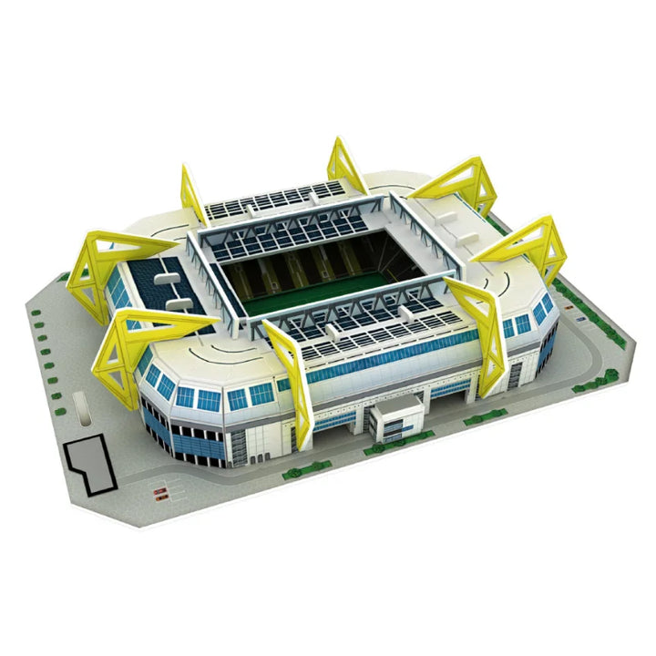 Signal Iduna Park, thuisbasis van Borussia Dortmund, met de 'Gelbe Wand' en karakteristieke gele zitplaatsen, straalt de unieke energie van de club uit.