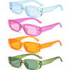 Set van 4 Stuks Rechthoekige Retro Brillen - Blauw, Paars, Oranje, Groen