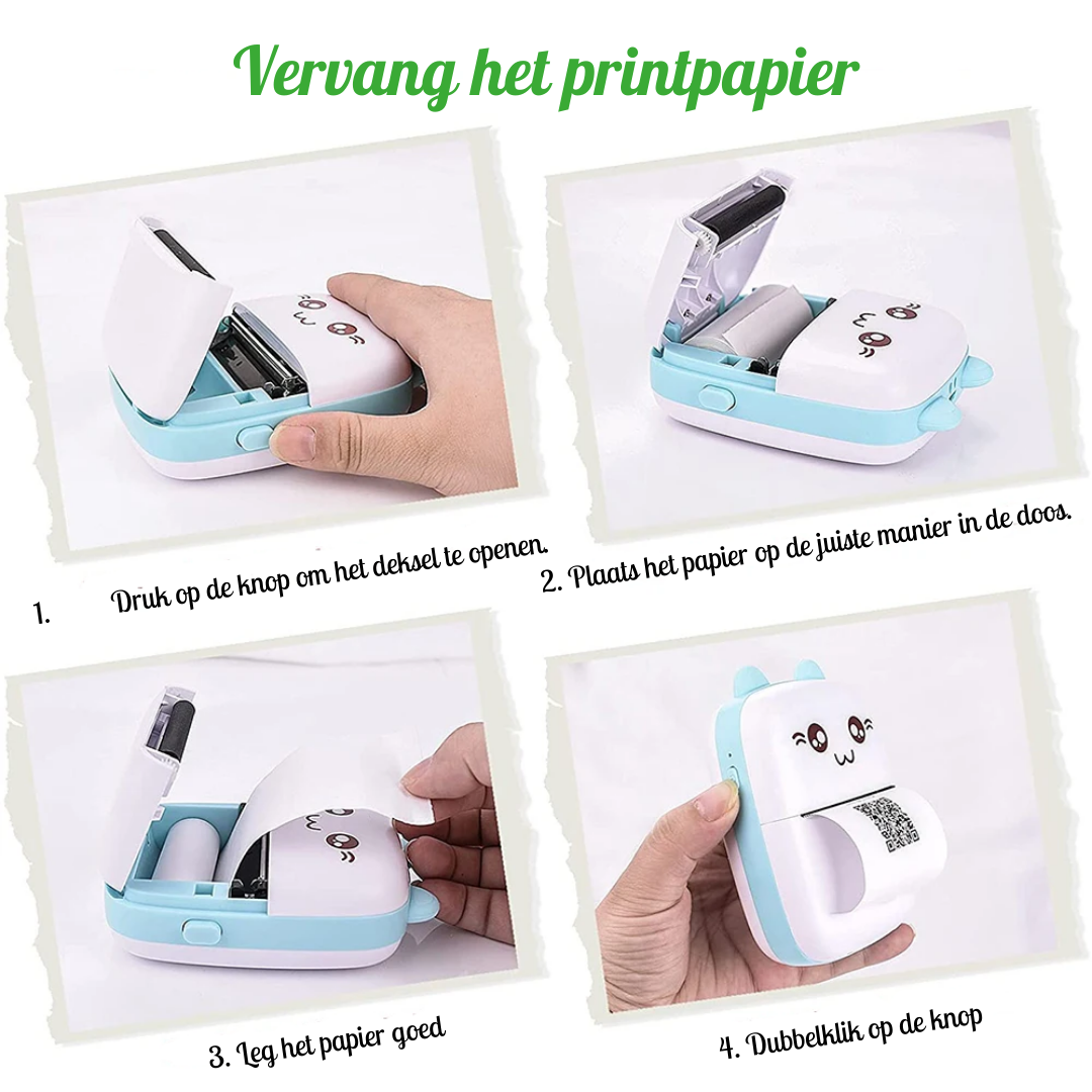 Mini printer, vervang het printpapier