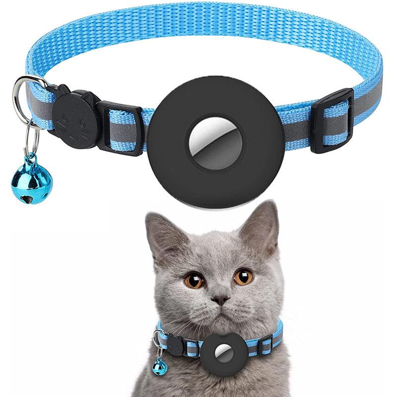 Lichtblauwe Airtag Halsband voor Katten met GPS-tracking