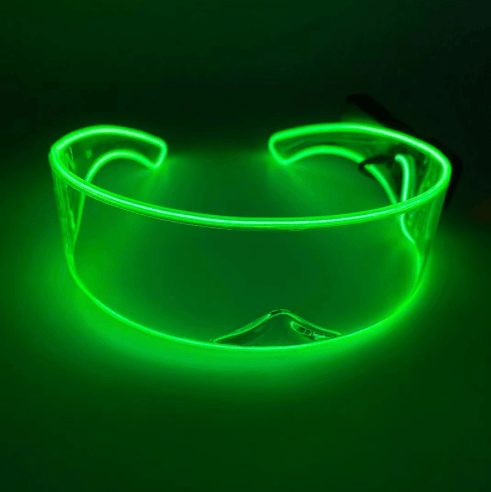 Opvallende groene LED Light 360° Bril voor een unieke stijl.