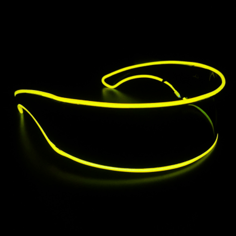Warm geel/donker LED Light 360° Bril voor een intrigerende stijl