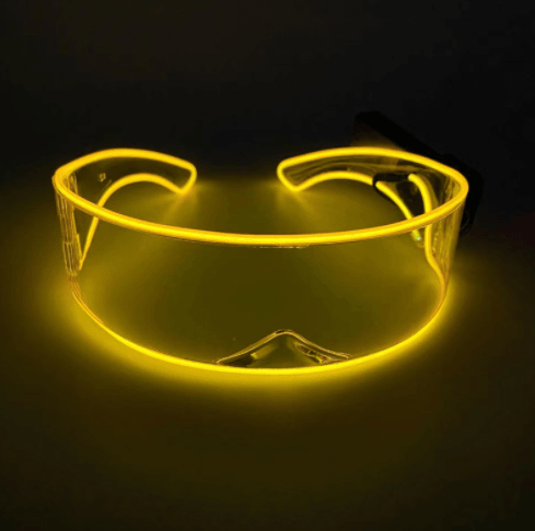 Glimmende gele LED Light 360° Bril voor een zonnige vibe.
