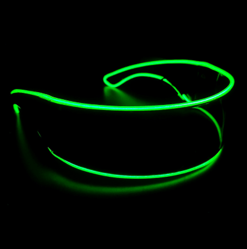 Intens groen/donker LED Light 360° Bril voor een gedurfde stijl.