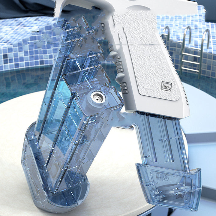 AquaGlock™ elektrisch waterpistool in levendig blauw, klaar voor actie"