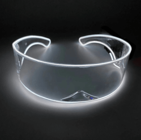 Stijlvolle witte LED Light 360° Bril voor een klassieke uitstraling.
