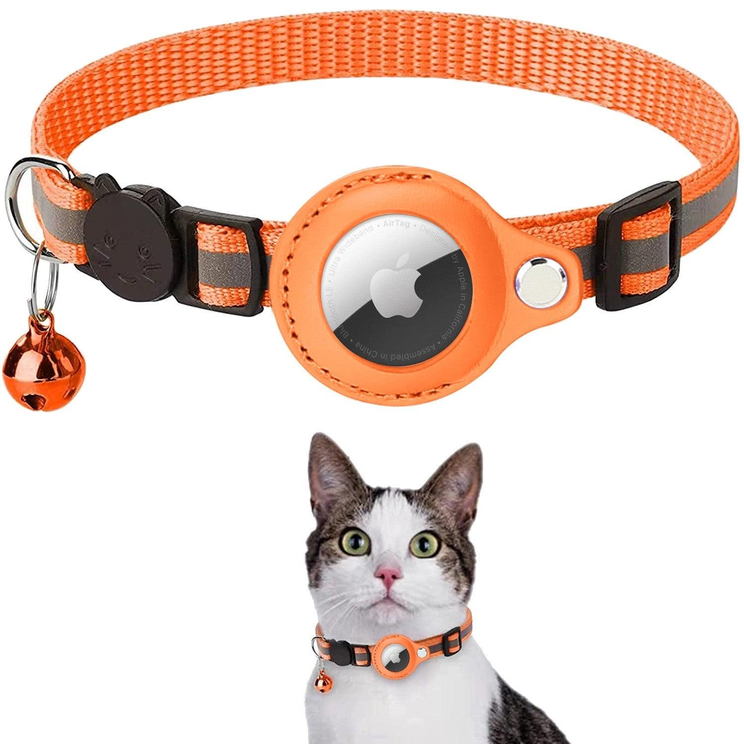 Oranje Airtag Halsband voor Katten met GPS-tracking